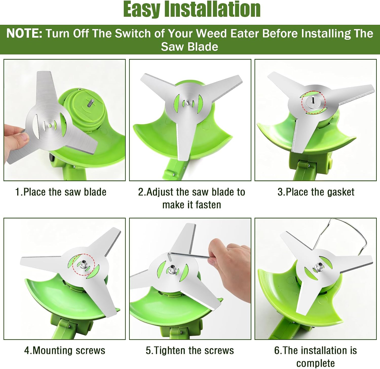 6PCS Grass Trimmer Blades, 6 Inch Electric Battery Powered Weed Wacker Brush Cut