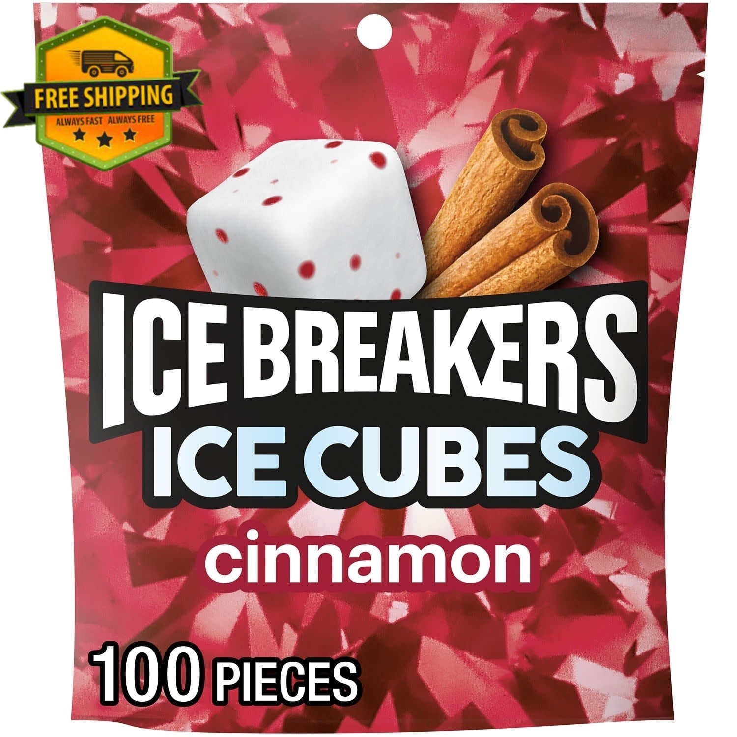 Ice Breakers Ice Cubes Sugar-Free Cinnamon Chewing Gum – 8.11 oz Pouch