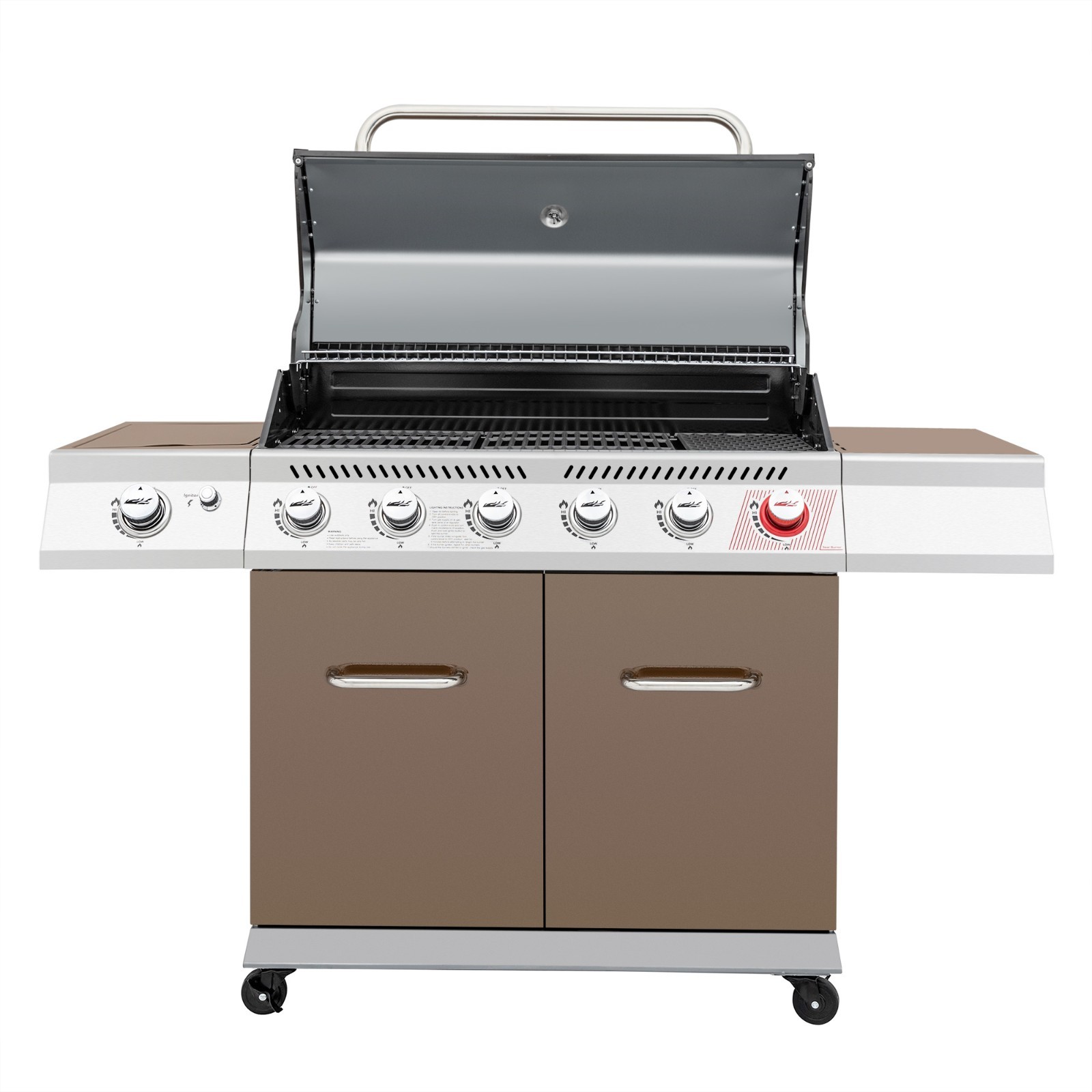 Royal Gourmet GA6402C 6-Burner BBQ Liquid Propane Gas Grill ,74,000 BTU, Coffee