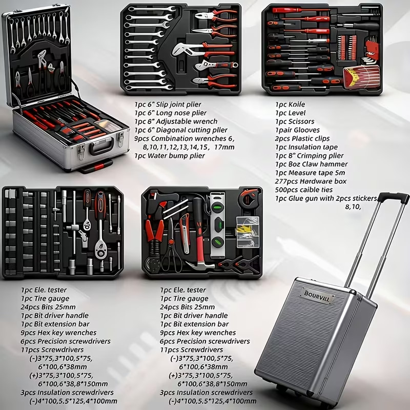 BOURVILL 899/53pcs Professional Tool Kit for Home And Automotive Repairs