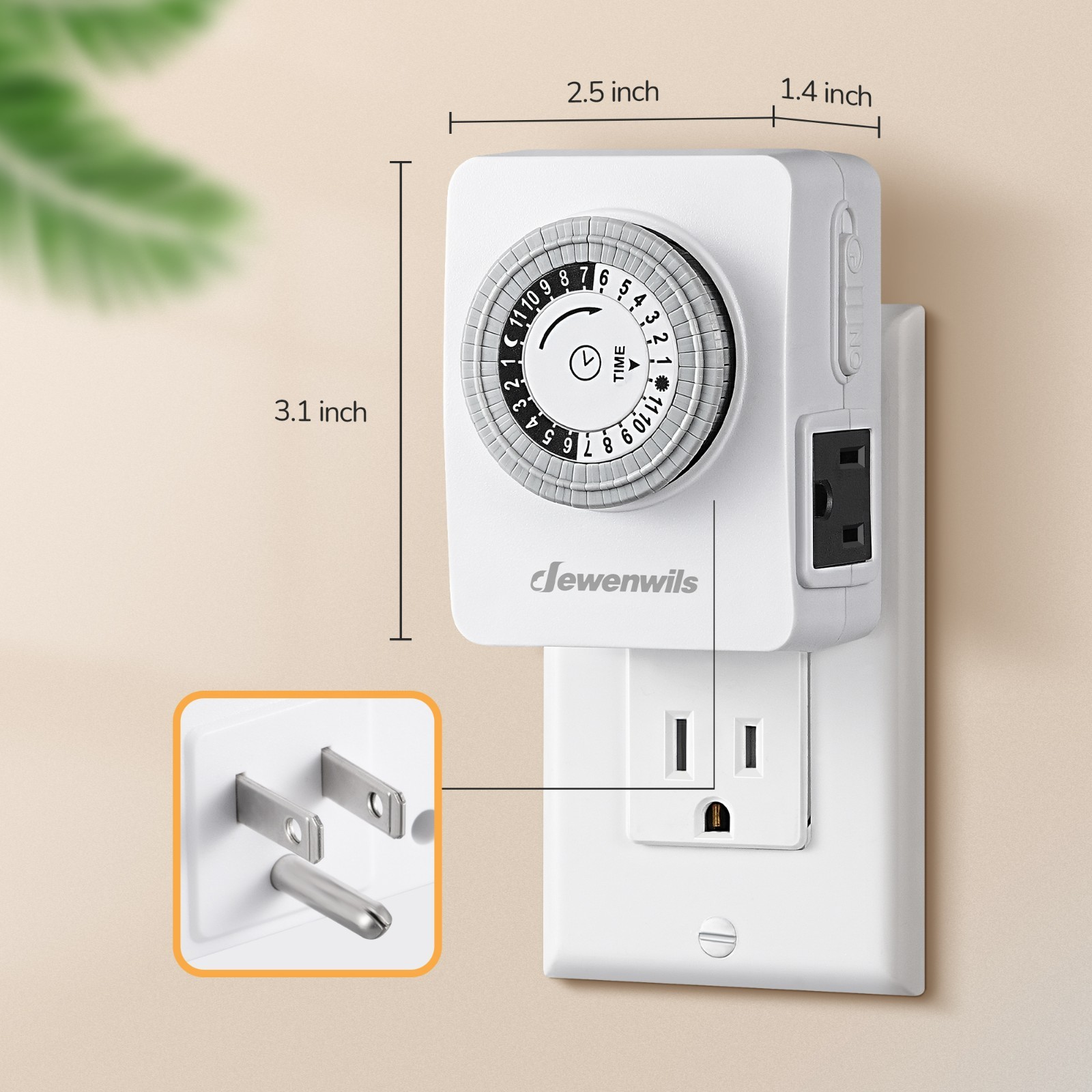 DEWENWILS Indoor Outlet Timer 2 Pack, 24Hr Programmable, 1875W,Grow Light & Lamp
