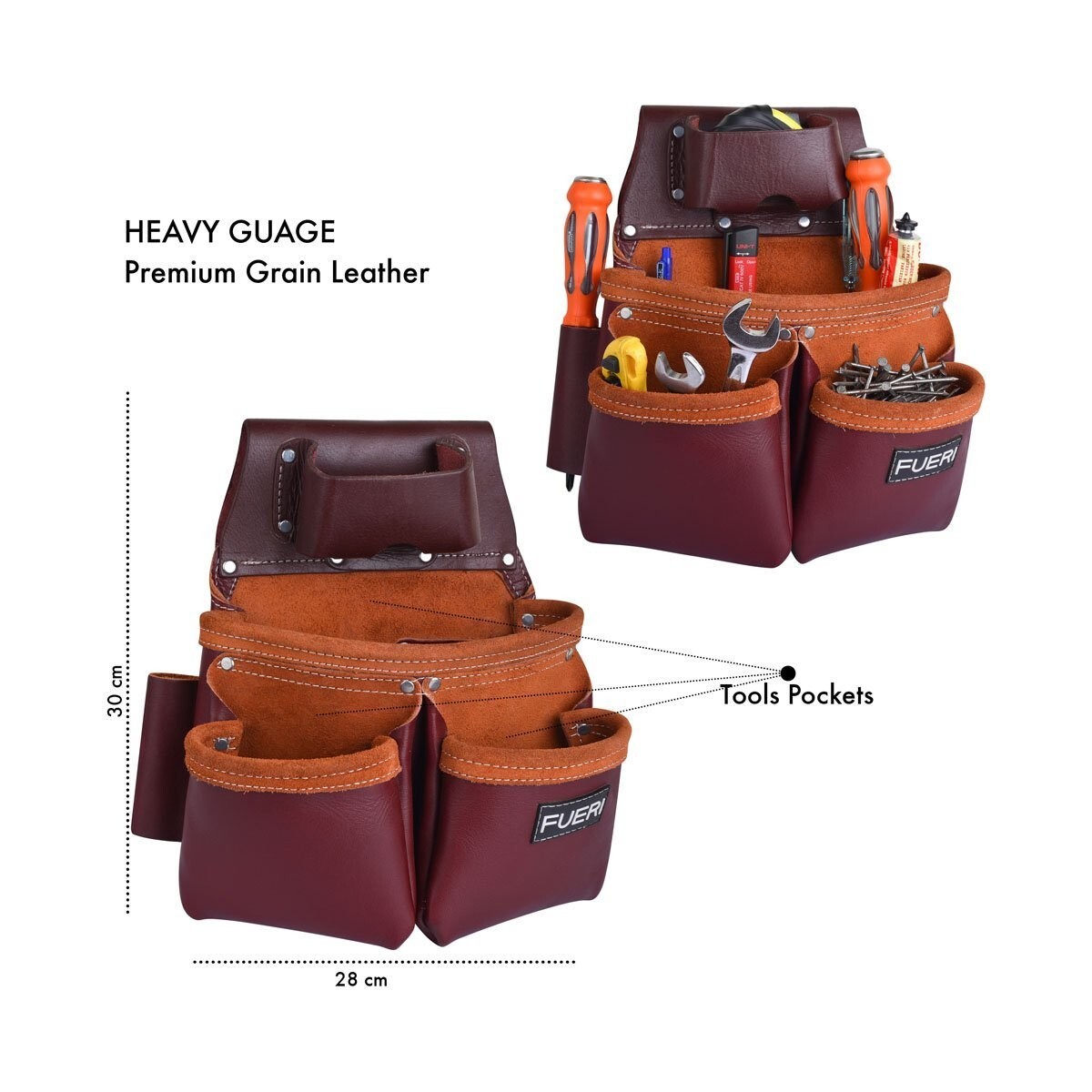 Leather Tool Pouch Heavy Duty Leather Tool Belt Set Carpenters Plumbers Tool Bag
