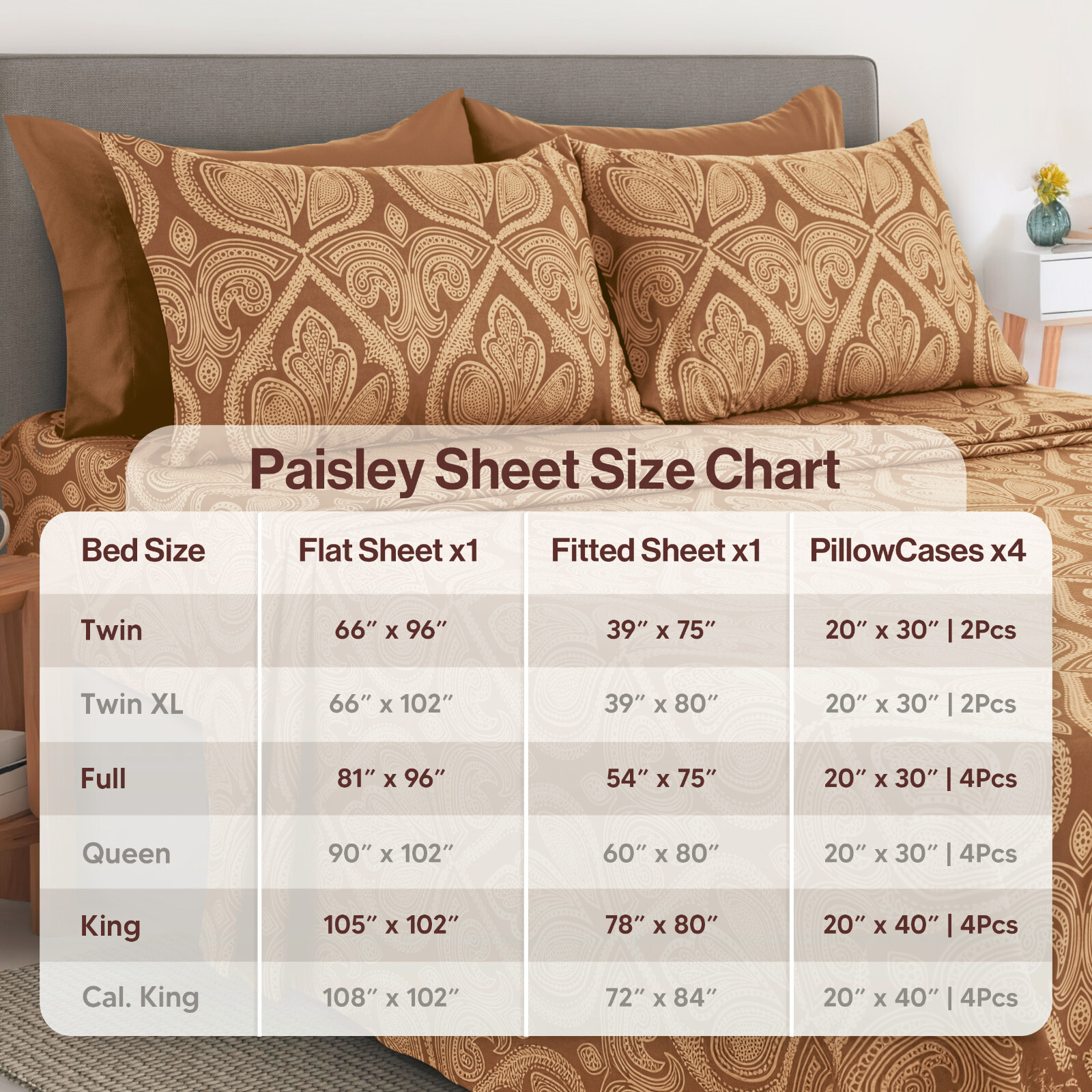 6 Piece Bed Sheets Set Luxury Microfiber Ultra Soft Deep Pocket Bedding Sets