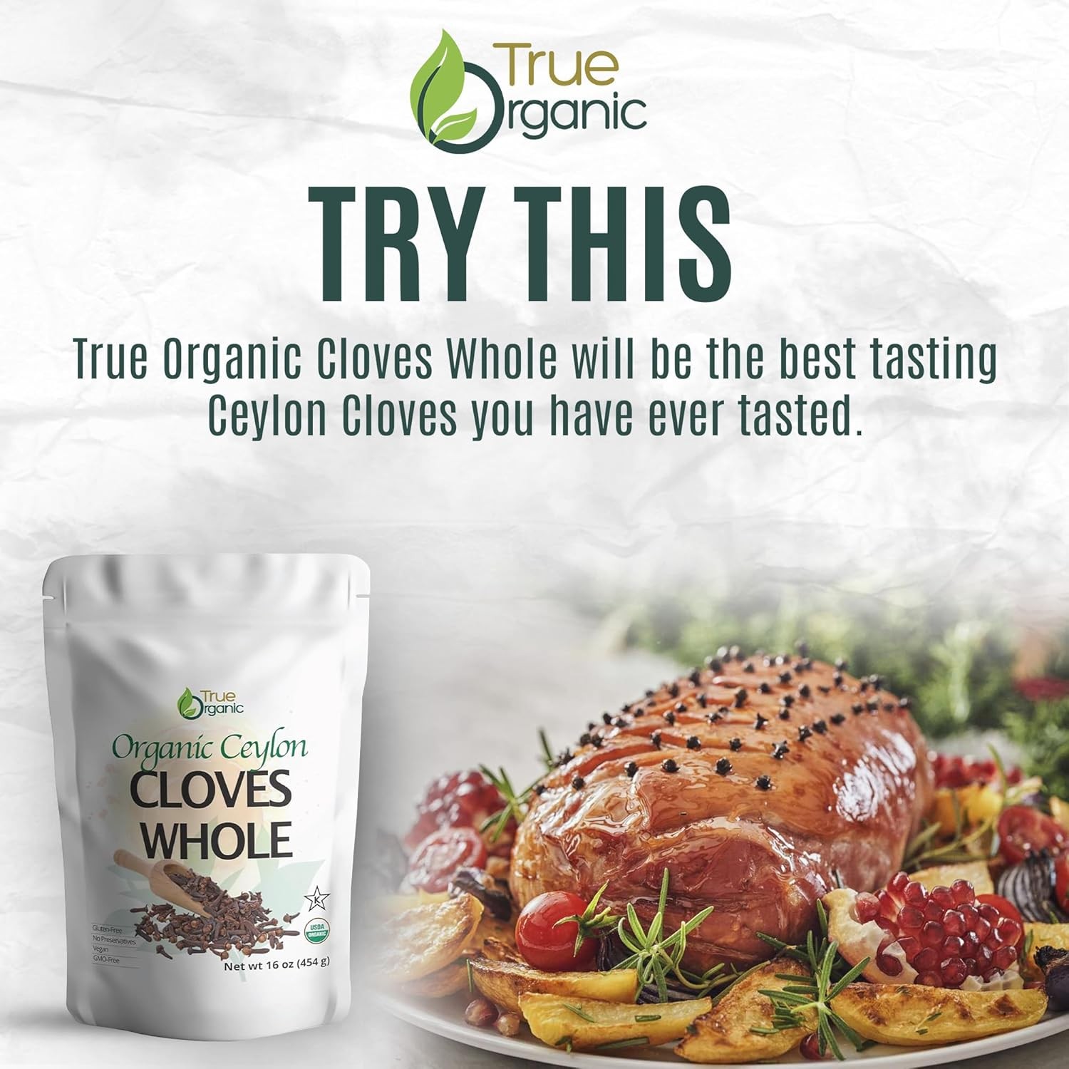 True Organic Ceylon Cloves Whole, 1 lb, Premium Grade, USDA Organic & Kosher Cer