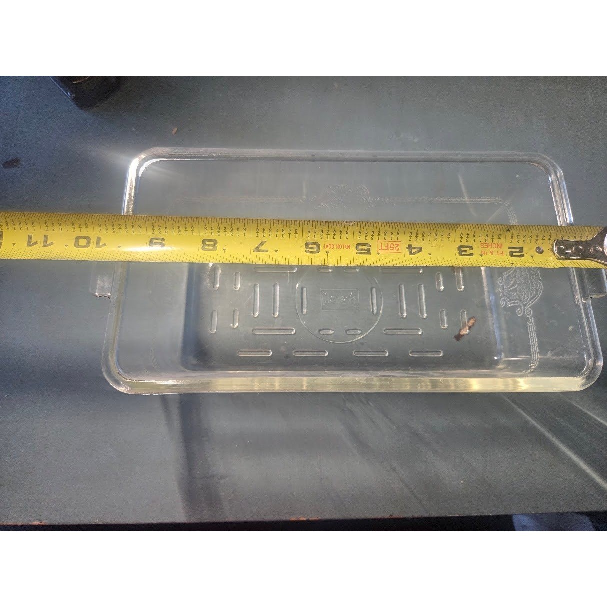Glasbake Clear Glass Loaf Pan Rectangular Baking Dish Etched Design Vintage USA