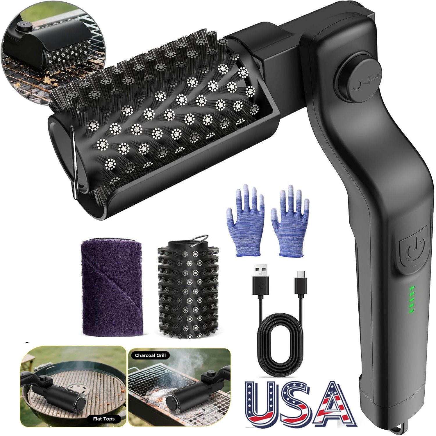 Electric BBQ Grill Brush – 2600mAh Rechargeable Cleaning Brush Wireless Cleaner