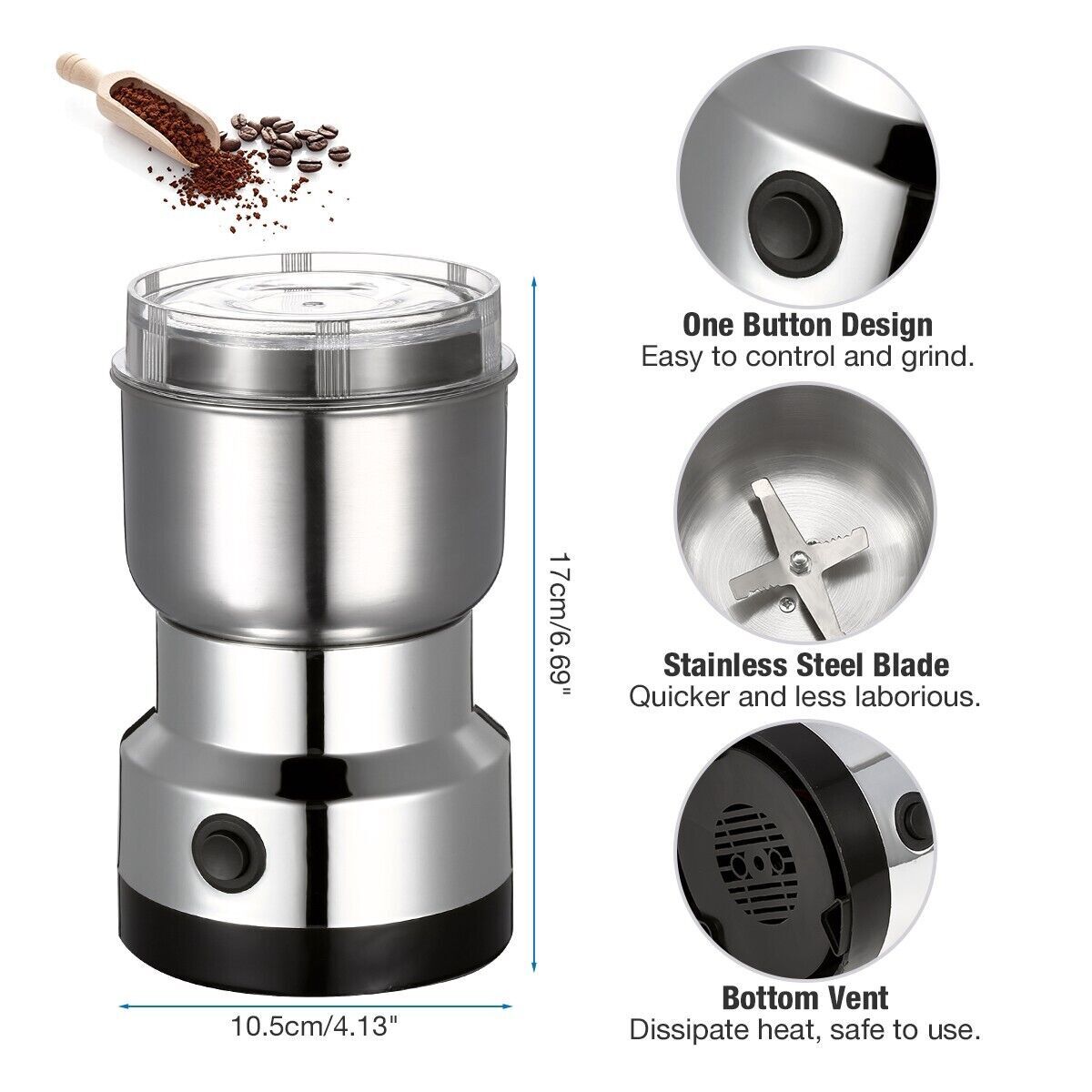 Electric Coffee Bean Grinder Nut Herb Grind Spice Crusher Mill Blender NEW