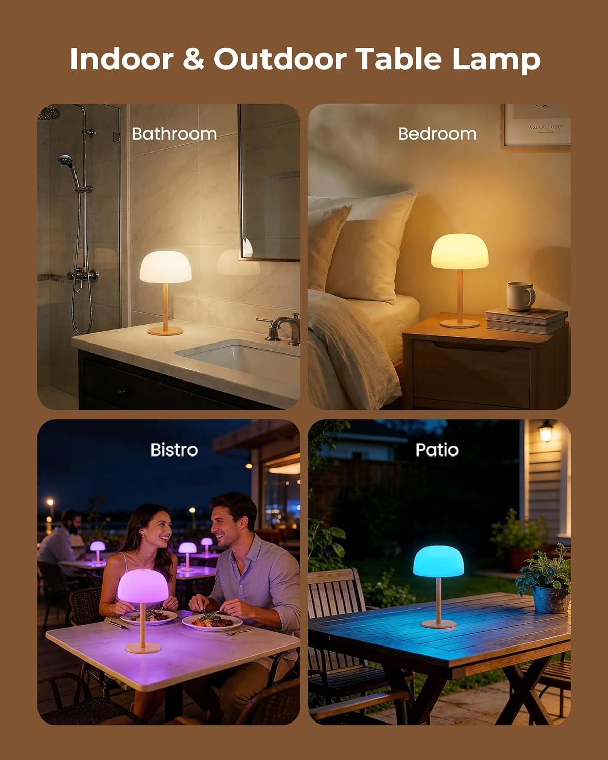IP65 Shower Lamp Waterproof, 7500Mah Rechargeable Shower Lights for inside Showe