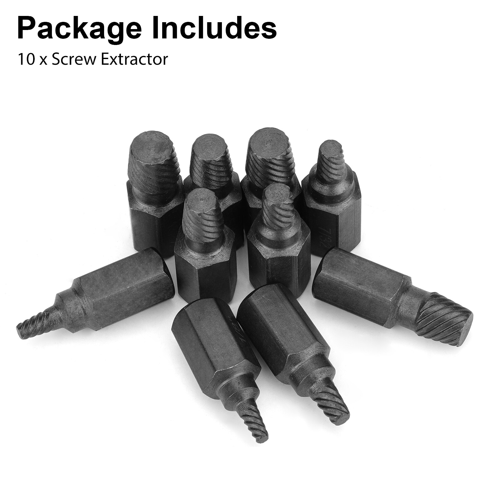 10Ps Screw Extractor Easy Out Drill Bits Kit Damaged Screw Bolt Stud Remover Set