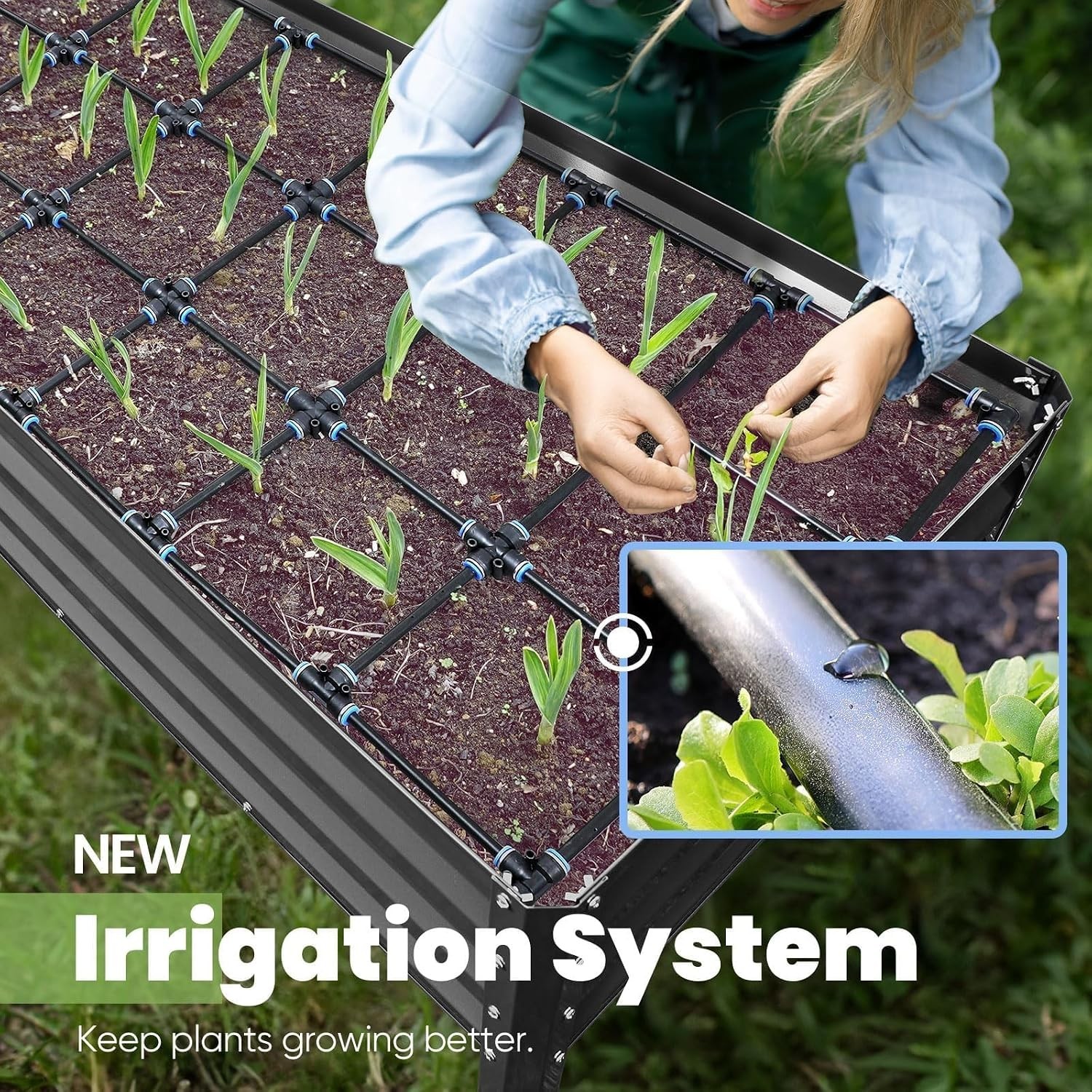 Raised Garden Bed with Irrigation System and Legs 48×24×31.5 in | Galvanized …