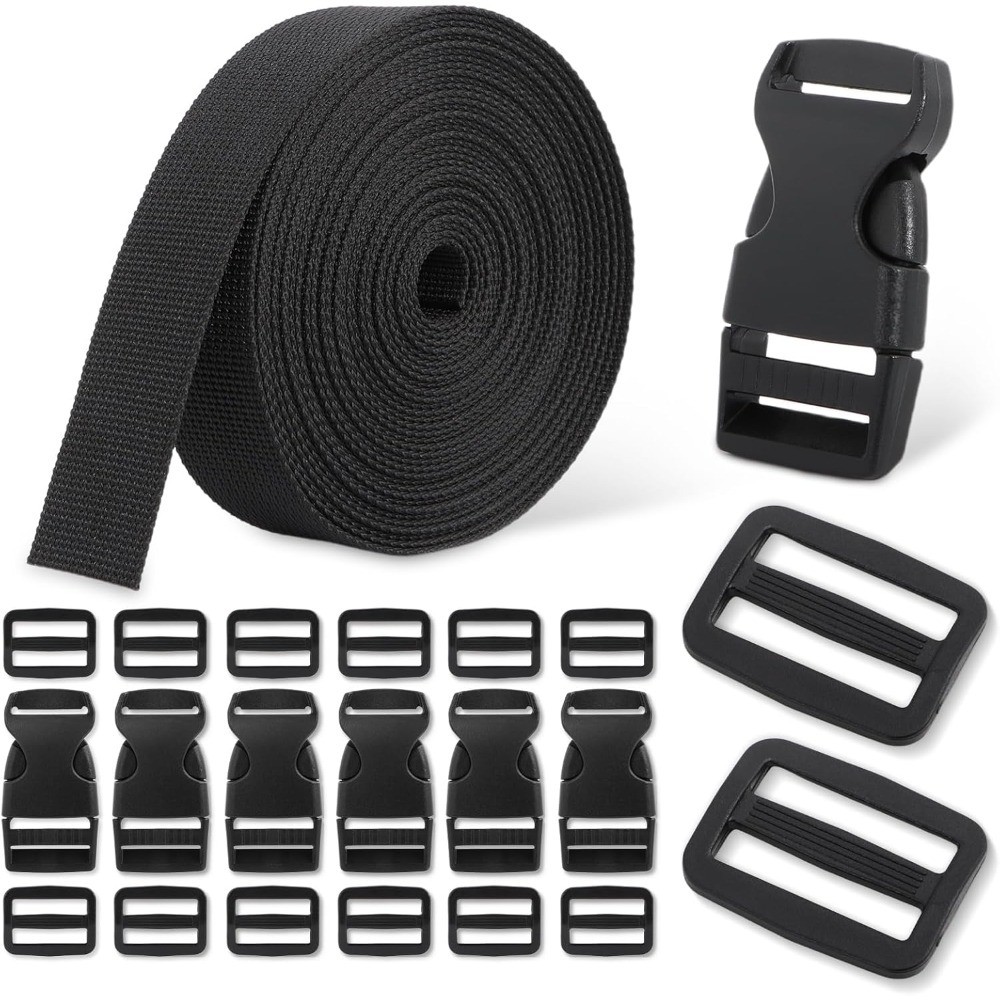 6 Yards 1 Inch Polyester Webbing Strap Kit with 6 Quick Release Buckles & 12