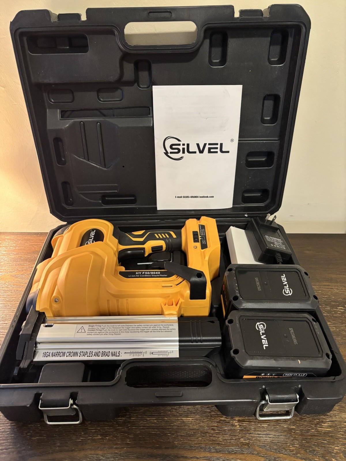 SILVEL 2” Cordless Brad Nailer 21v Electric Brad Nailer 4.0Ah
