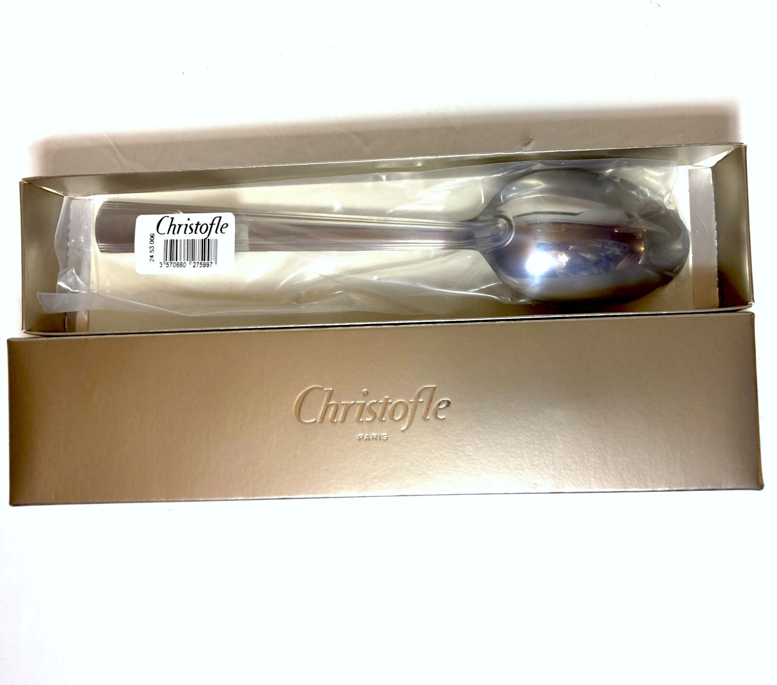 CHRISTOFLE HUDSON STAINLESS STEEL SERVING SPOON 2453006 9.8 IN FRANCE NEW SEALED
