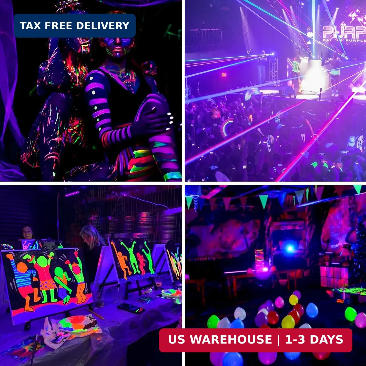 T-SUN Rechargeable LED Black Lights, Battery Powered Blacklight, 2 Pack LED Blac