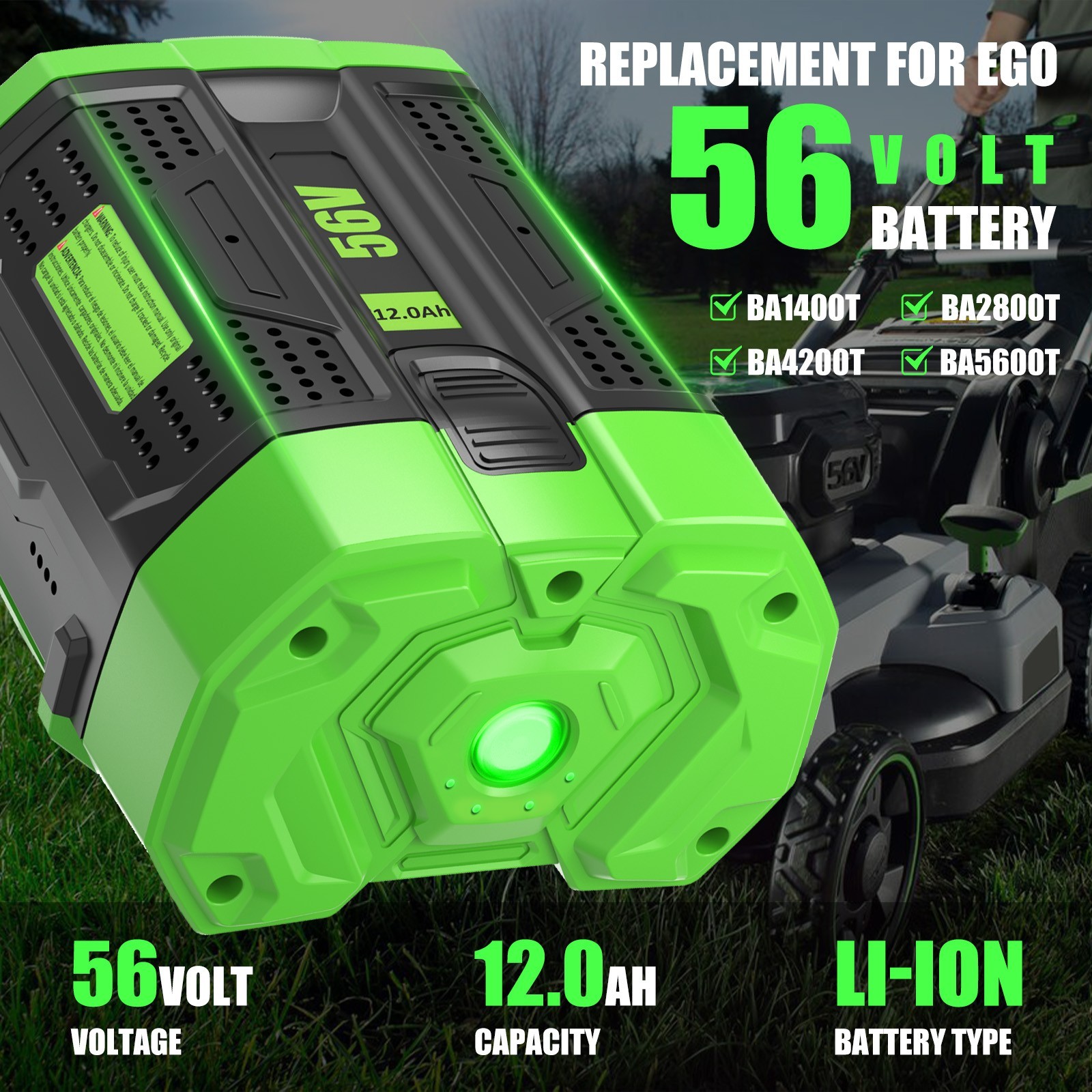 For EGO POWER+ 56V 10Ah ARC Lithium Genuine Battery BA6720T w/ Fuel Gauge