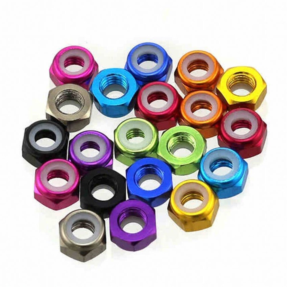 10~100x M2 M3 M4 M5 Nylon Insert Self-Lock Nuts Hex Lock Nut Aluminum CNC Nuts