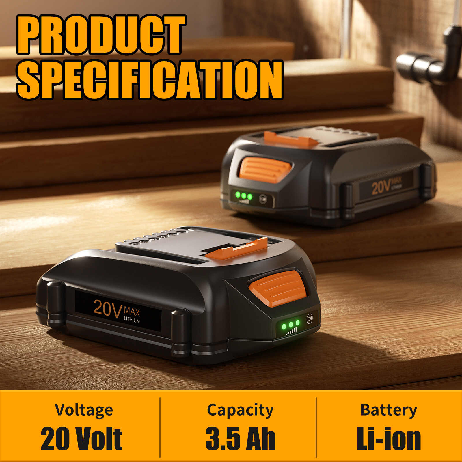 8.0Ah For WORX 20V MAX Extend Lithium Battery WA3520 WA3525 WA3575/Charger 3.0Ah