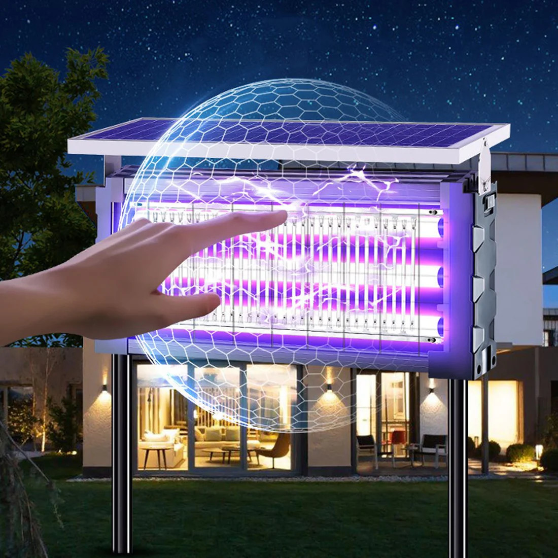 Solar Bug Zapper Outdoor, Mosquito Zapper Waterproof Electric Fly Zapper 4500V