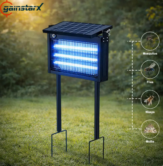 Solar Bug Zapper Outdoor Waterproof Mosquito Fly Killer Smart Sensor Solar Recha