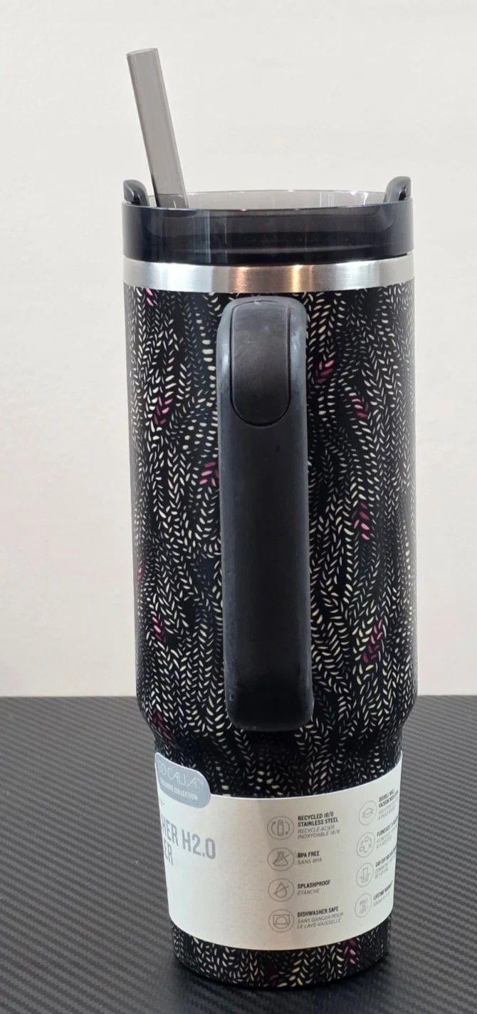 Stanley x CALIA FlowState Quencher H2.0 Tumbler 30oz Black Serpent Straw No Box