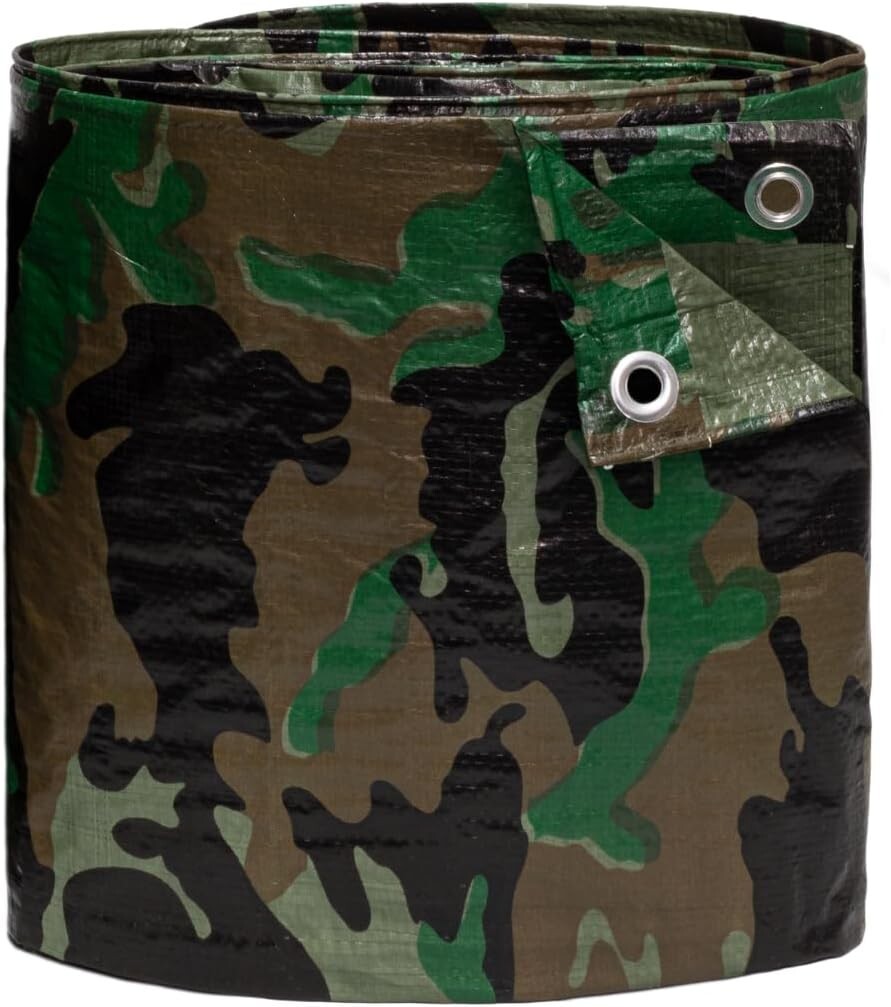 Camouflage Poly Tarp with Aluminum Grommets 5 Mil Protective Cover