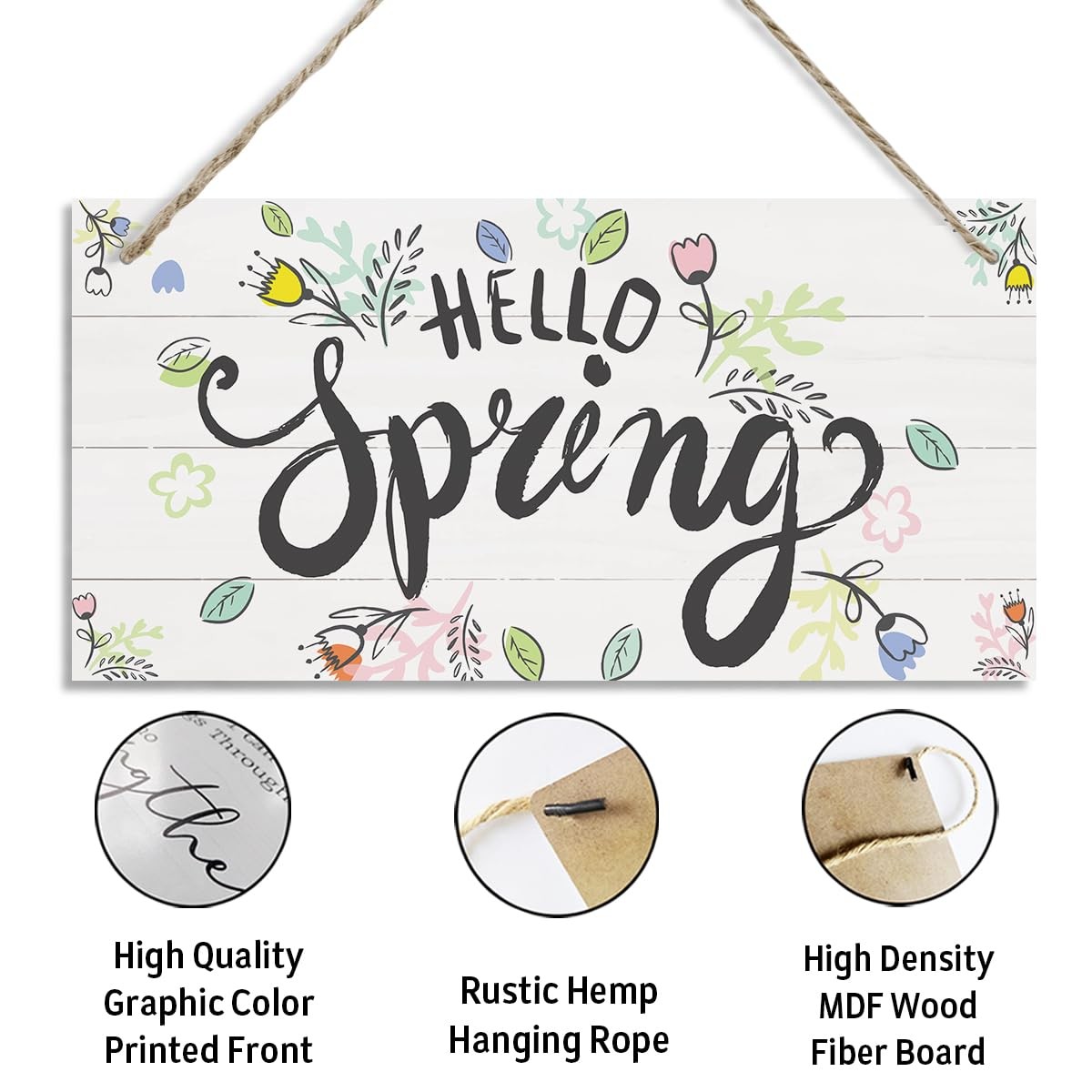 Hello Spring Sign Wall Sign, Decorative Hanging 30X15cm, 01