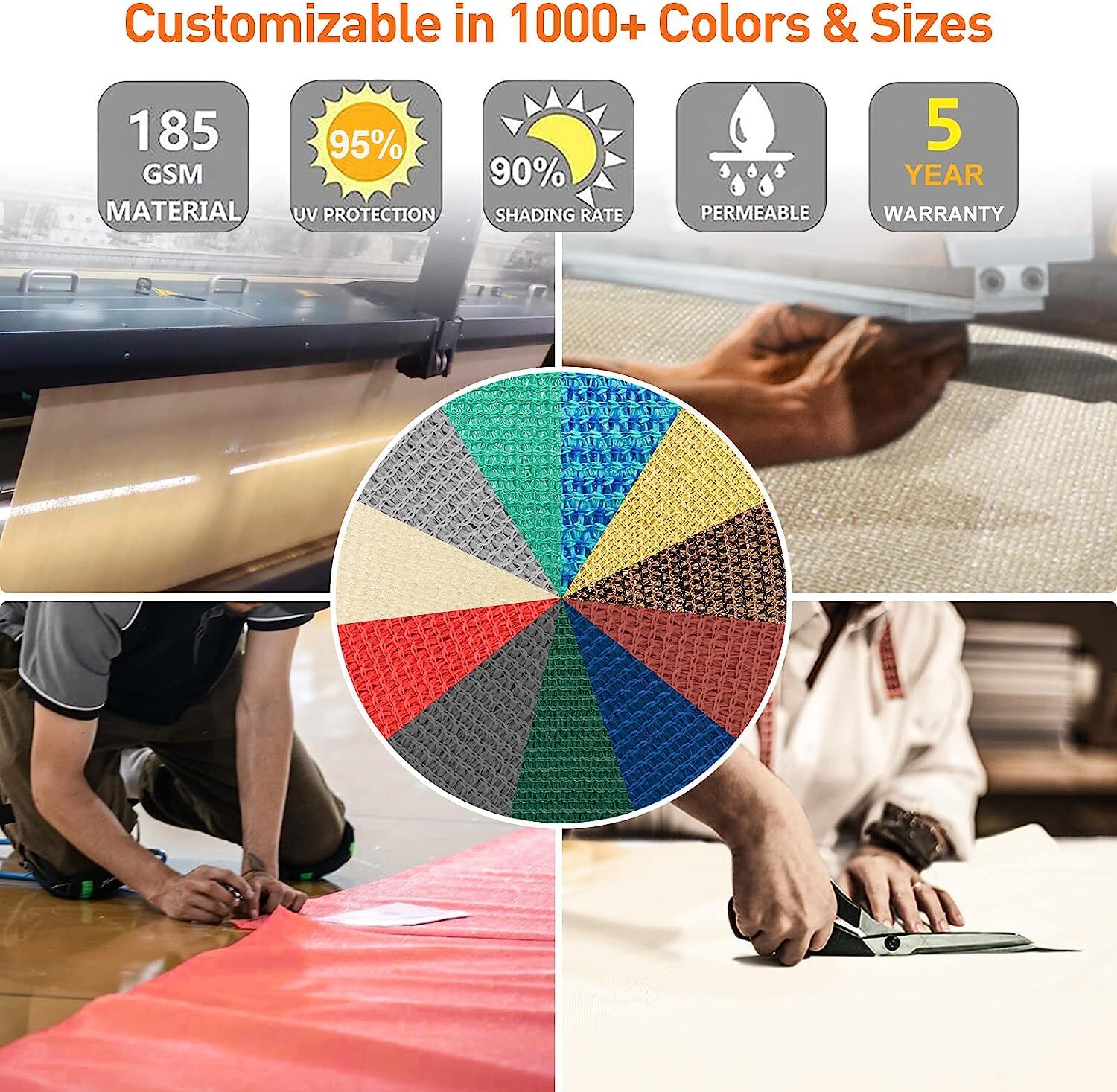 Outdoor Sun Shade Sail Rectangle UV Canopy Sunshade Cover For Garden Pool Yard