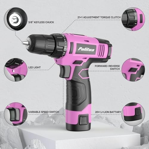 149 Piece Pink Cordless Drill Set 12V 1300mAh Battery Included Tool Kit