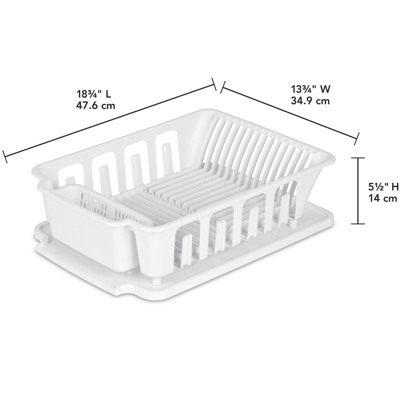 2-Piece Large Sink Set Dish Rack Drainer, White (18 L X 13 3/4″ W X 5 1/2″ H), 3