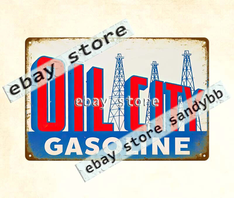 Oil City Gasoline garage workshop metal tin sign living room wall home kitchen