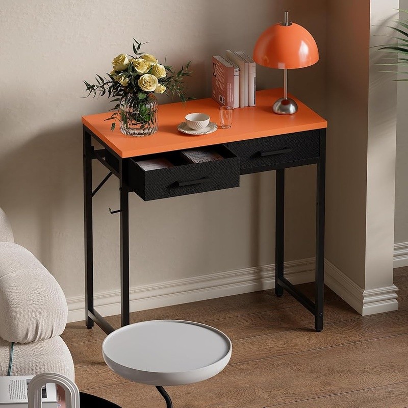 Compact Computer Desk W/ 2 Drawers Small Spaces Home Office Study Elegant Design