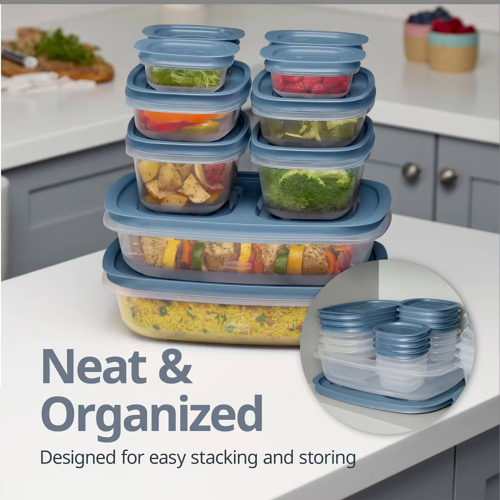 Rubbermaid Easy Store 20pc Large Rectangle Food Storage Container Set