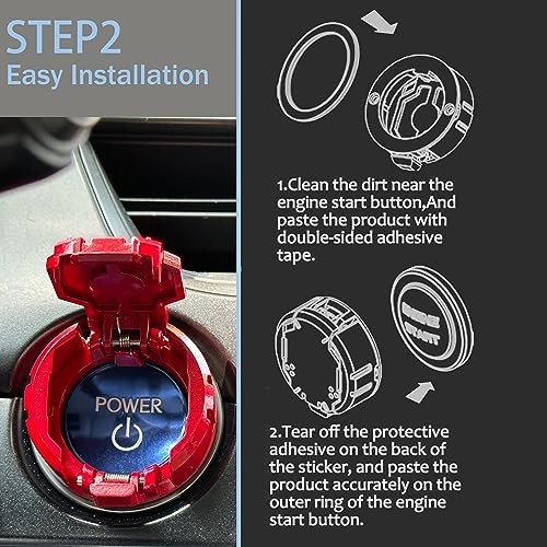 ???????? | Metal Mecha Push Start Button Cover, Car Press-A1-Red-Wordl