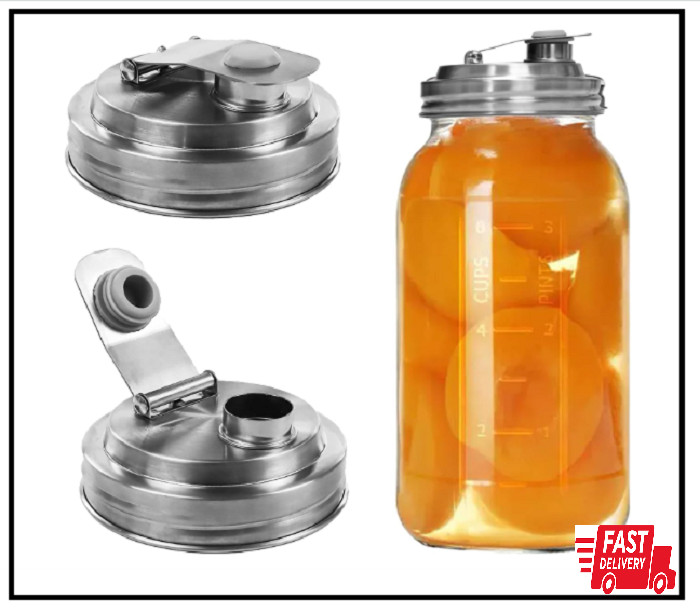 2 Pack Wide Mouth Mason Jar Stainless Steel Pour Spout Lid, Reusable Mason Jar