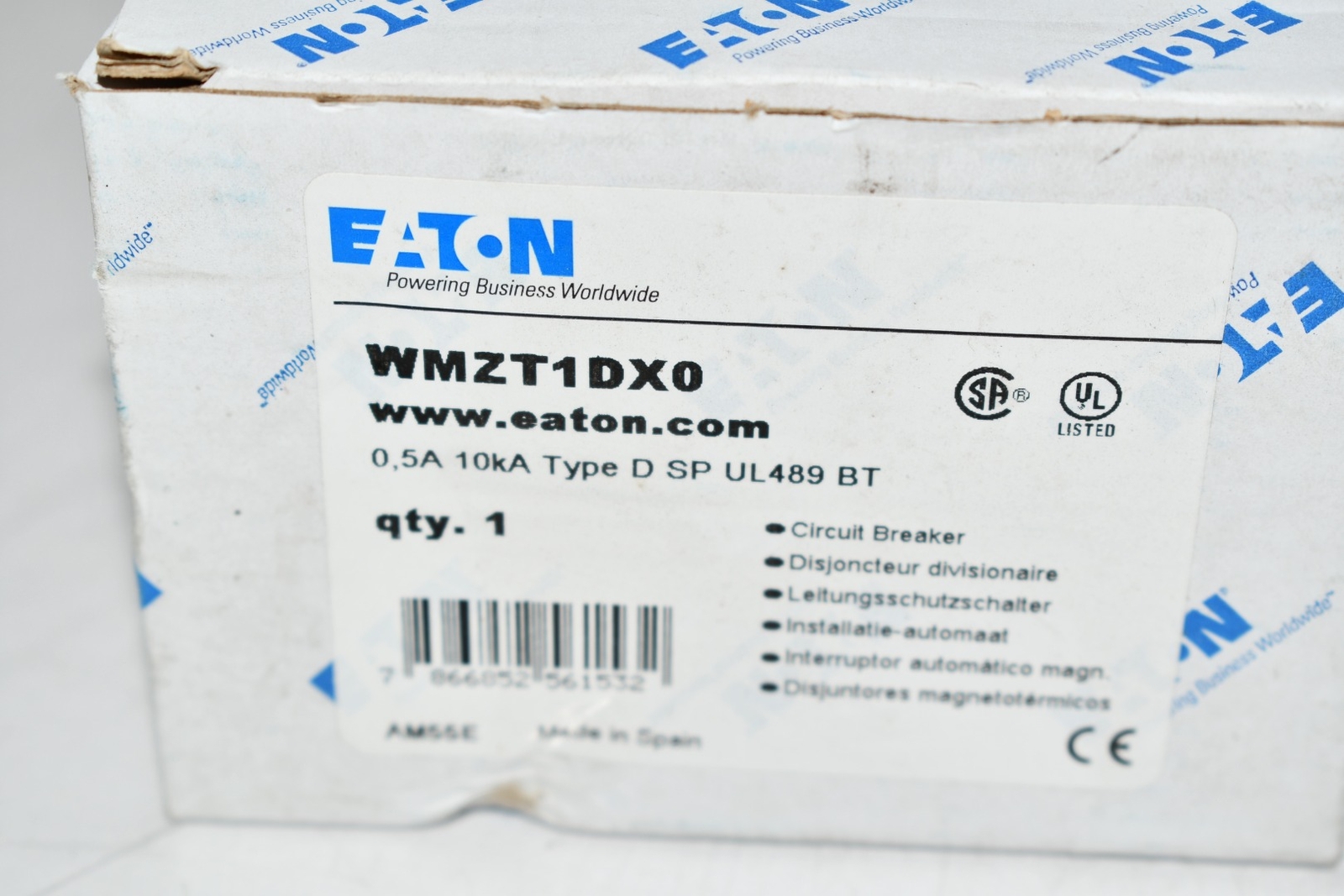NEW Eaton Cutler Hammer WMZT1DX0 Circuit Breaker 0.5A 10kA Type D