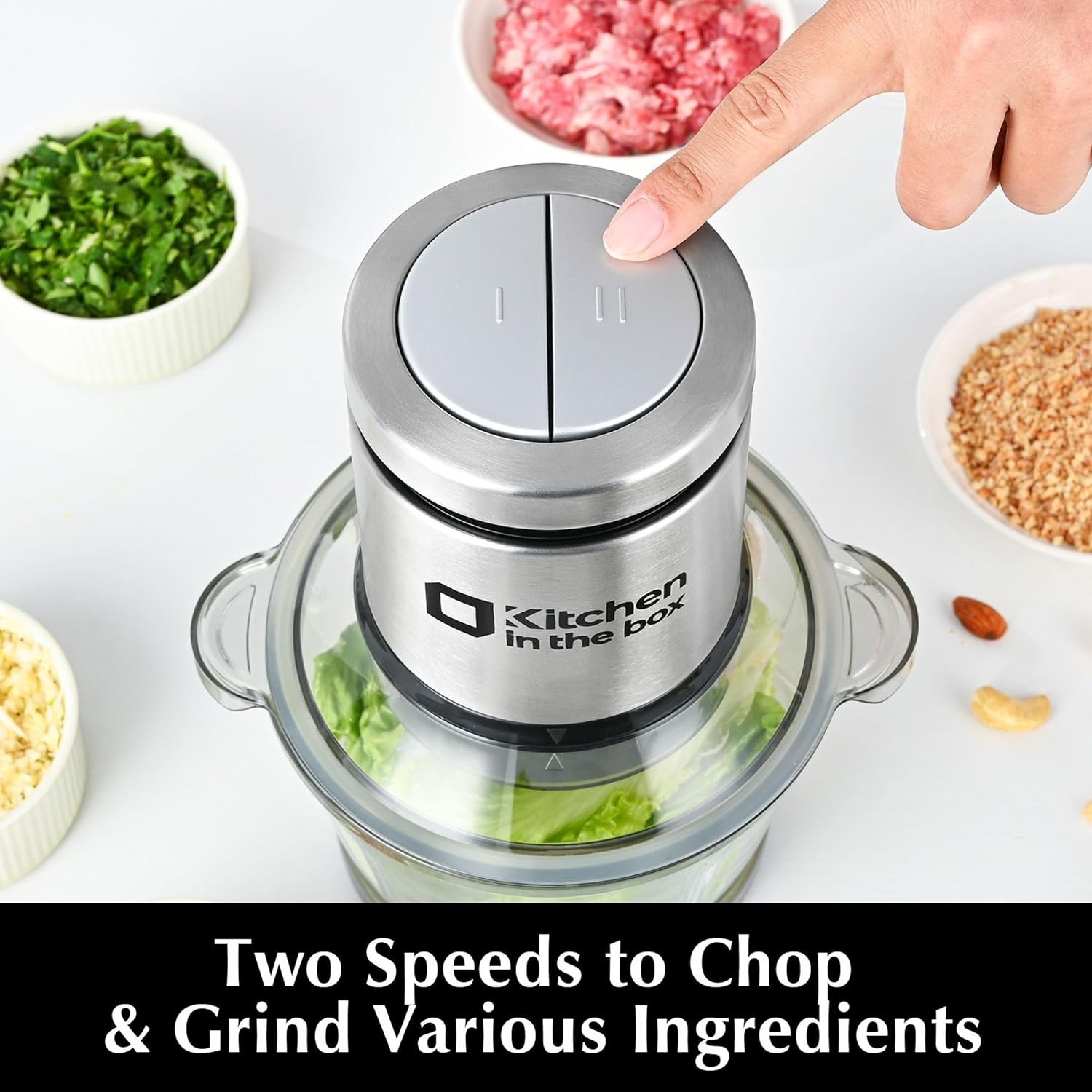 400W Chopper & Grinder – Easy Clean with Dishwasher-Safe Parts & Non-Slip Base