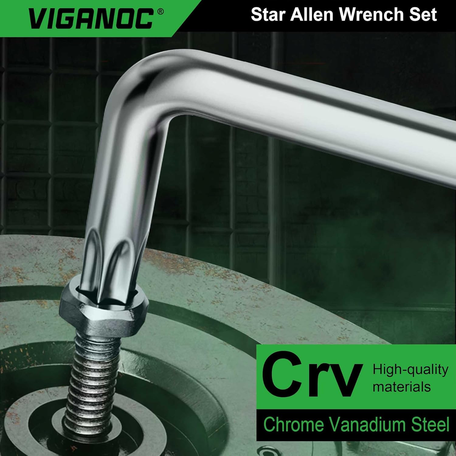 Chrome Vanadium Steel Long Arm Torx Star Allen Wrench Set, T10-T50, 9-Piece