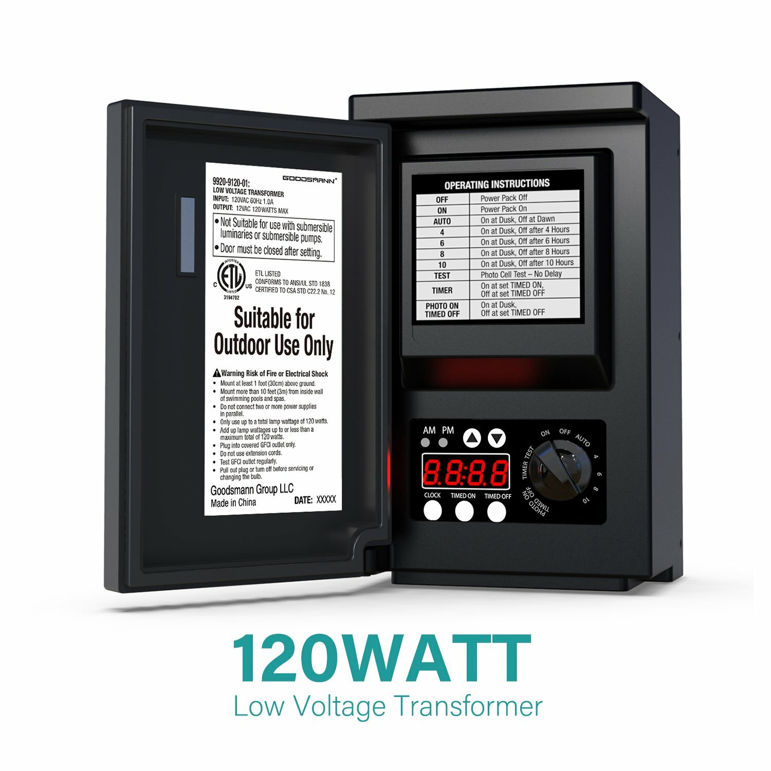 GOODSMANN 120W Low Voltage Transformer for Outdoor Garden Yard