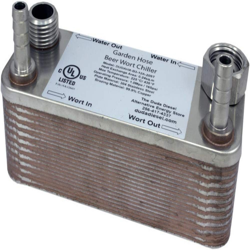Duda Energy B3-12A 20 Plate Beer Wort Chiller Garden Hose X 1/2 Hose Barb