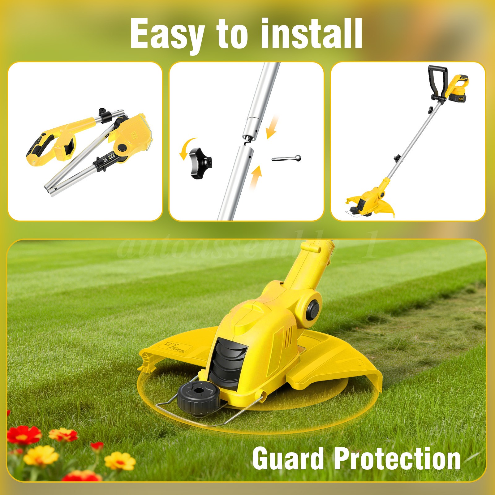 Cordless Weed Eater Electric Brush Cutter Lawn Edger Grass String Trimmer 4.0Ah