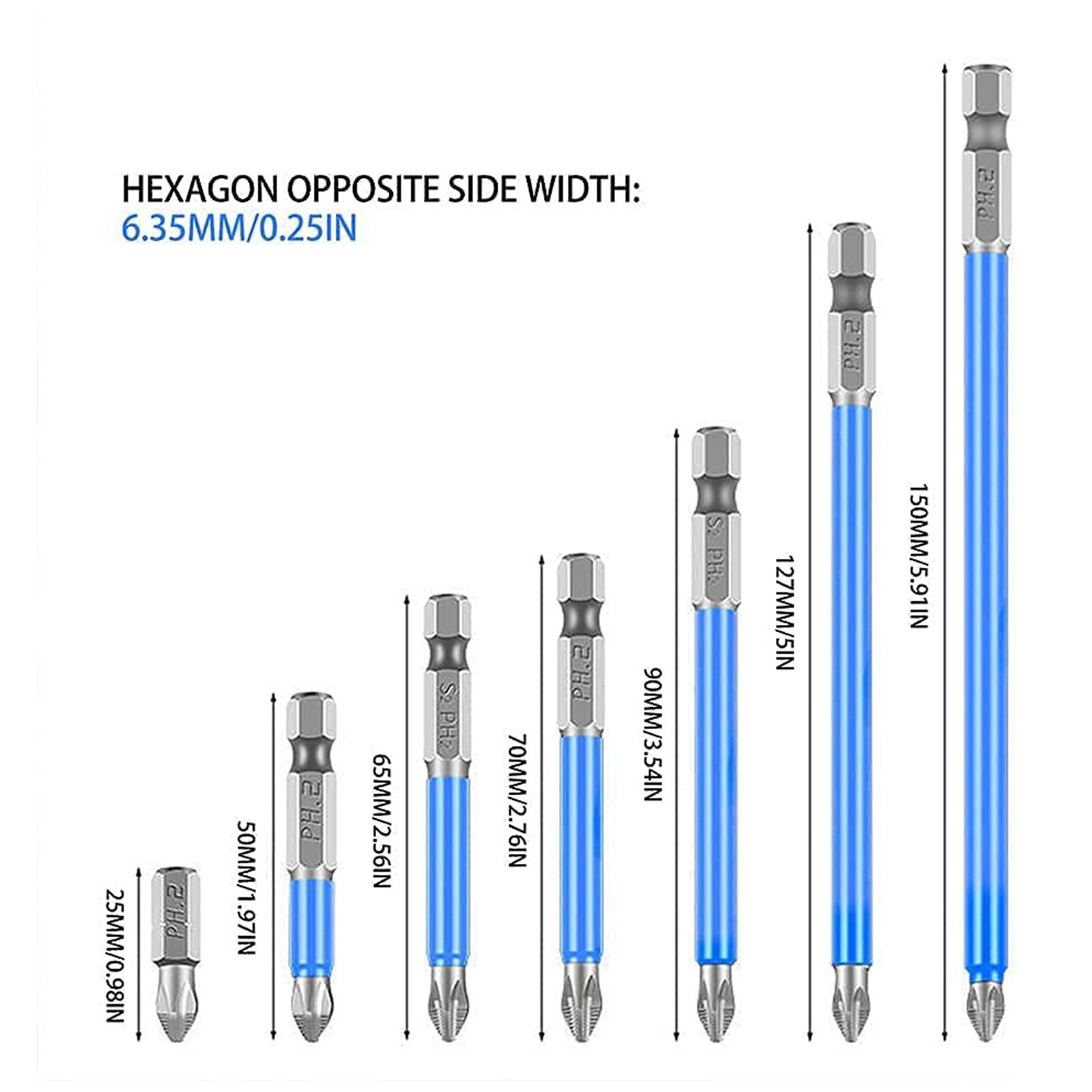 14/7 Magnetic screwdriver bit Bits set PH2 Anti-slip Hex Shank Screw Cross Head