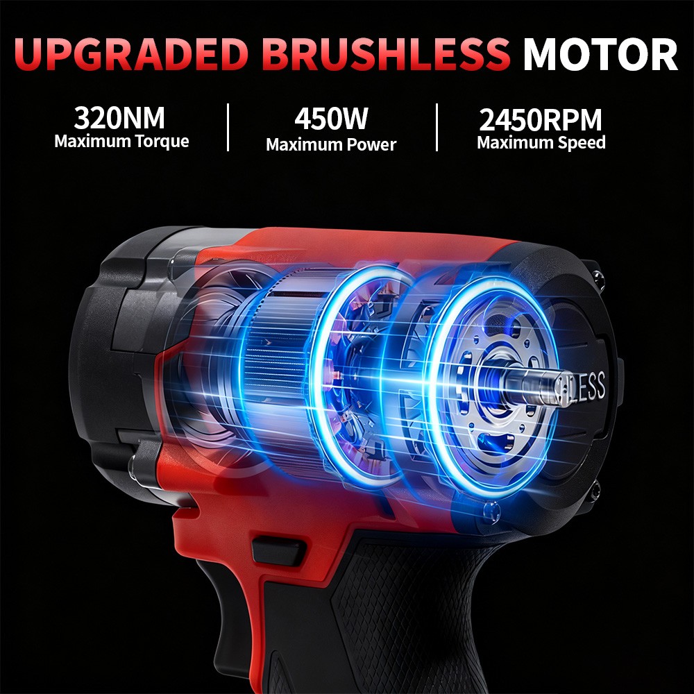 Brushless Cordless 1/4″ Hex Impact Driver With Bettery For Milwaukee M18 Battery