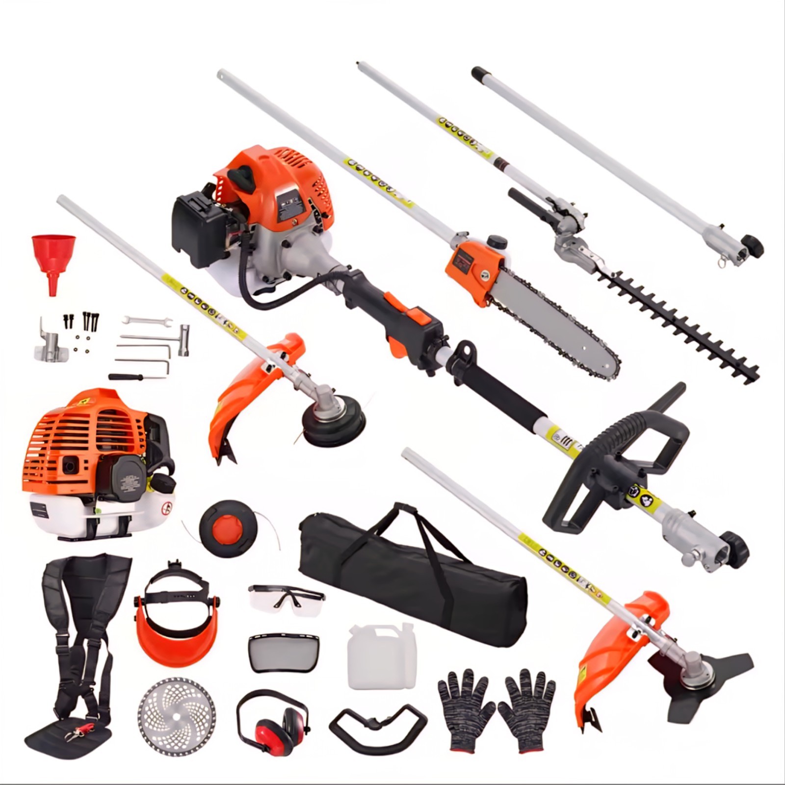 VEVOR 52CC 6‑in‑1 Gas Trimmer Set – Hedge, Saw, Weed & Brush Cutter