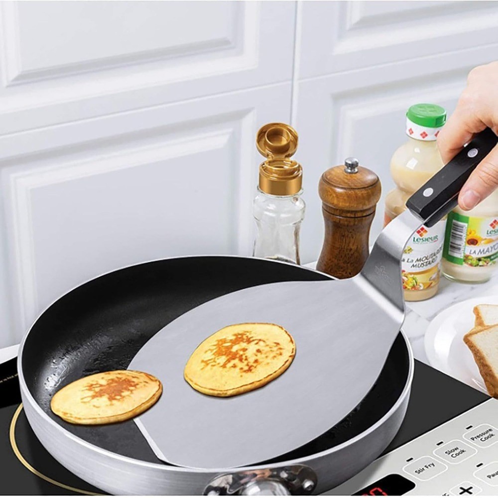 Stainless Steel Pizza Peel with Wood Handle 6.5 x 6.6 Inch Circular Arc Shovel