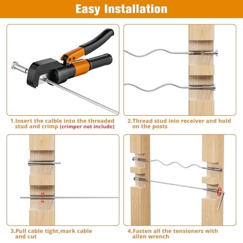 Invisible Cable Railing Kit – 20 Pack 1/8″ T316 Stainless Steel Invisible Receiv