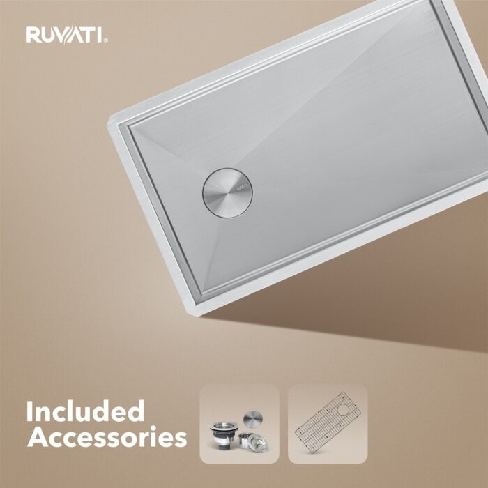 Ruvati 36″Undermount Slope Bottom Offset Drain Reversible Sink- RVH7497