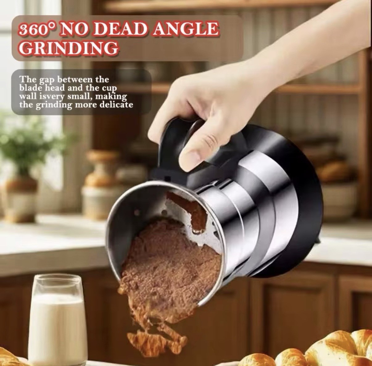Electric Coffee Bean Grinder Nut Seed Grind Spice Crusher Mill Blender W/Handle