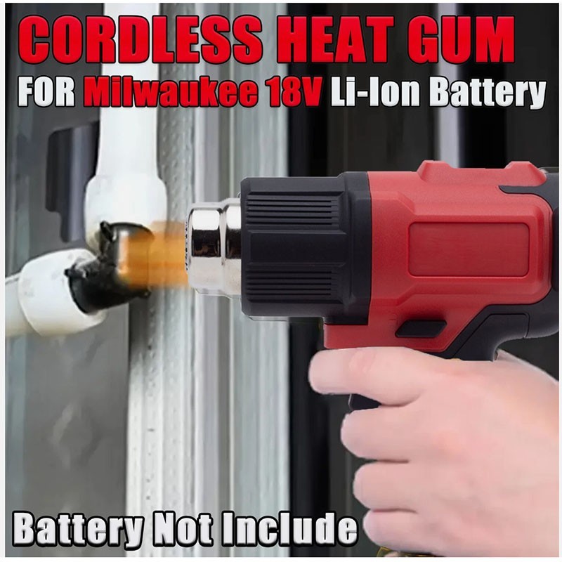 Heat Gun Hot Air Gun For Milwaukee 18V Battery Power Heater Tools 360W+5Nozzles