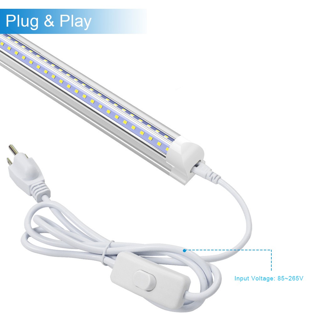 8FT LED Shop Light Fixture T8 2FT 3FT 4FT 5FT 6FT 6500K LED Tube Light Bulbs