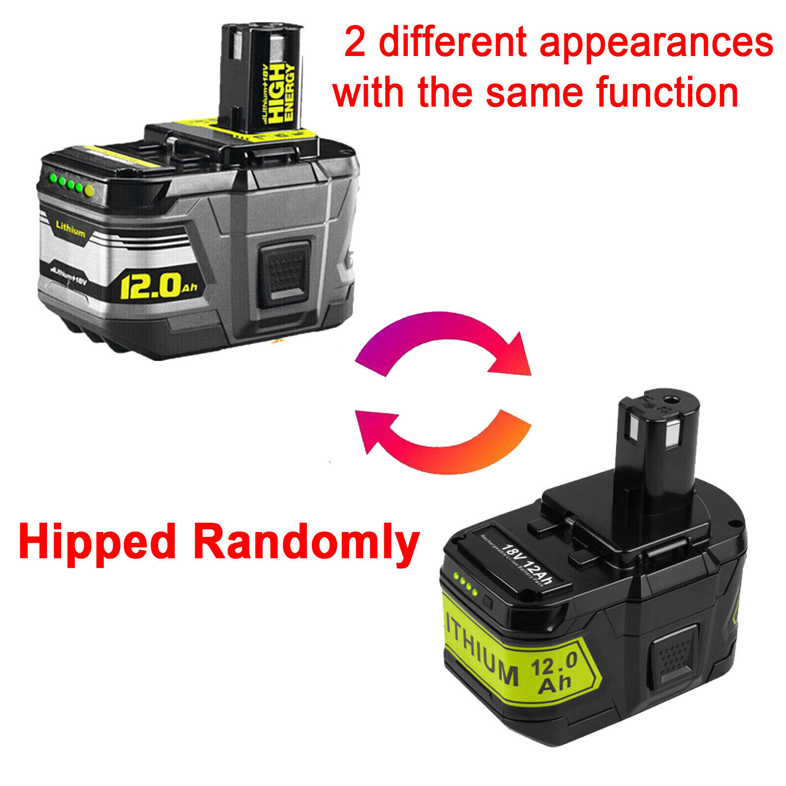 12AH Battery For RYOBI P108 18V For One Plus High Capacity Battery Lithium-ion